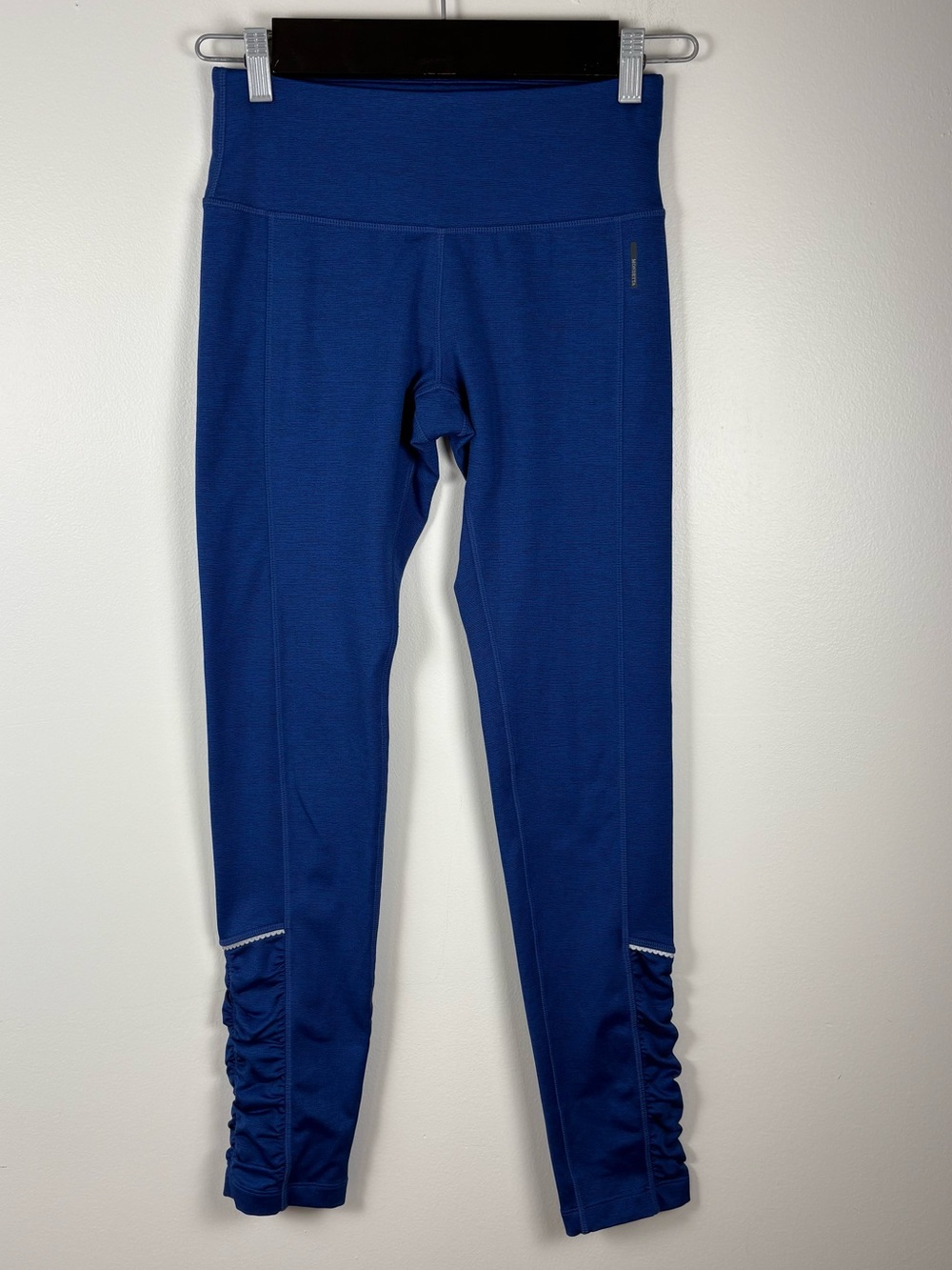 Mondetta Royal Blue Ruched Ankle Active Leggings Size XS High Waist Zip Pocket